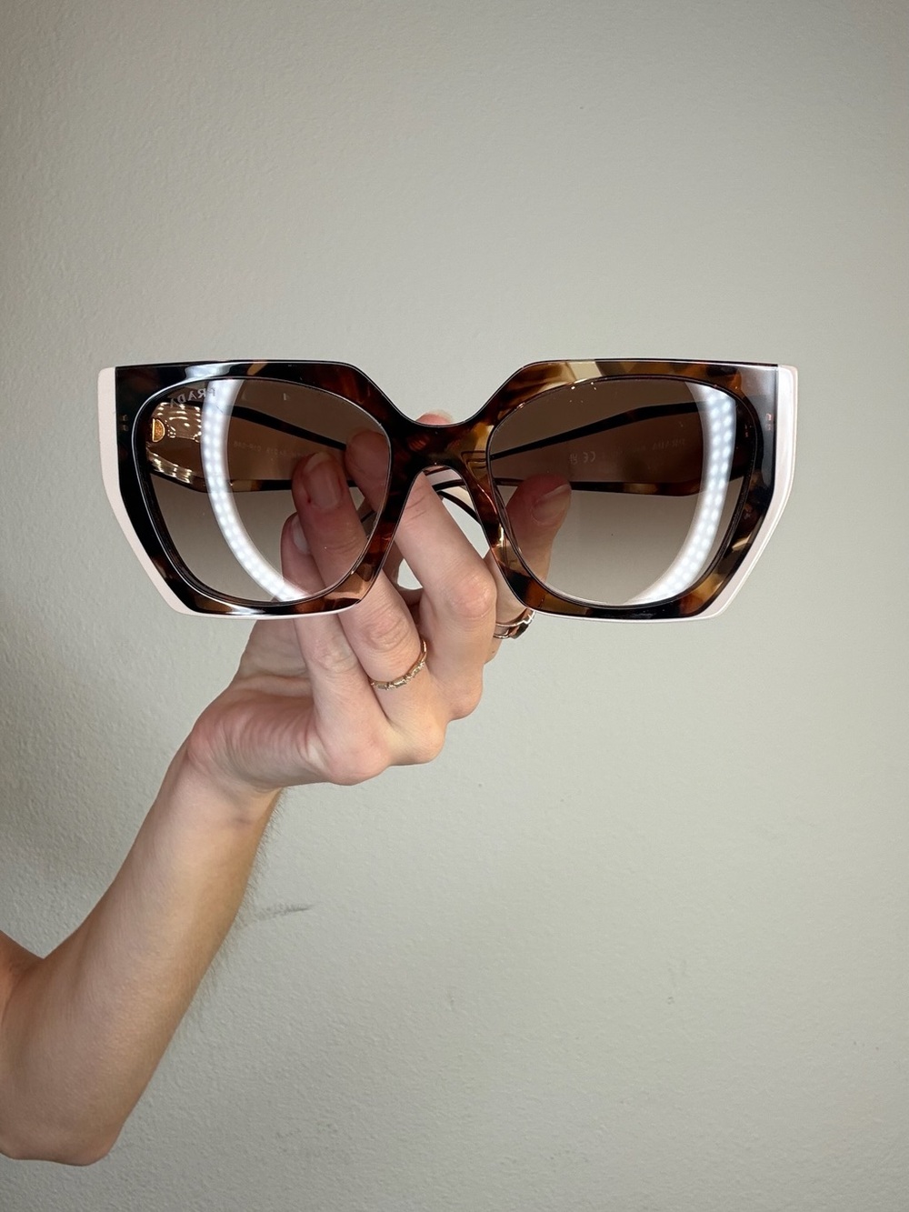 Prada Tortoiseshell and Beige Oversized Sunglasses